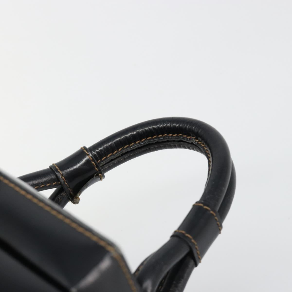 LOEWE Vanity Hand Bag Leather Black Gold Auth 187393A