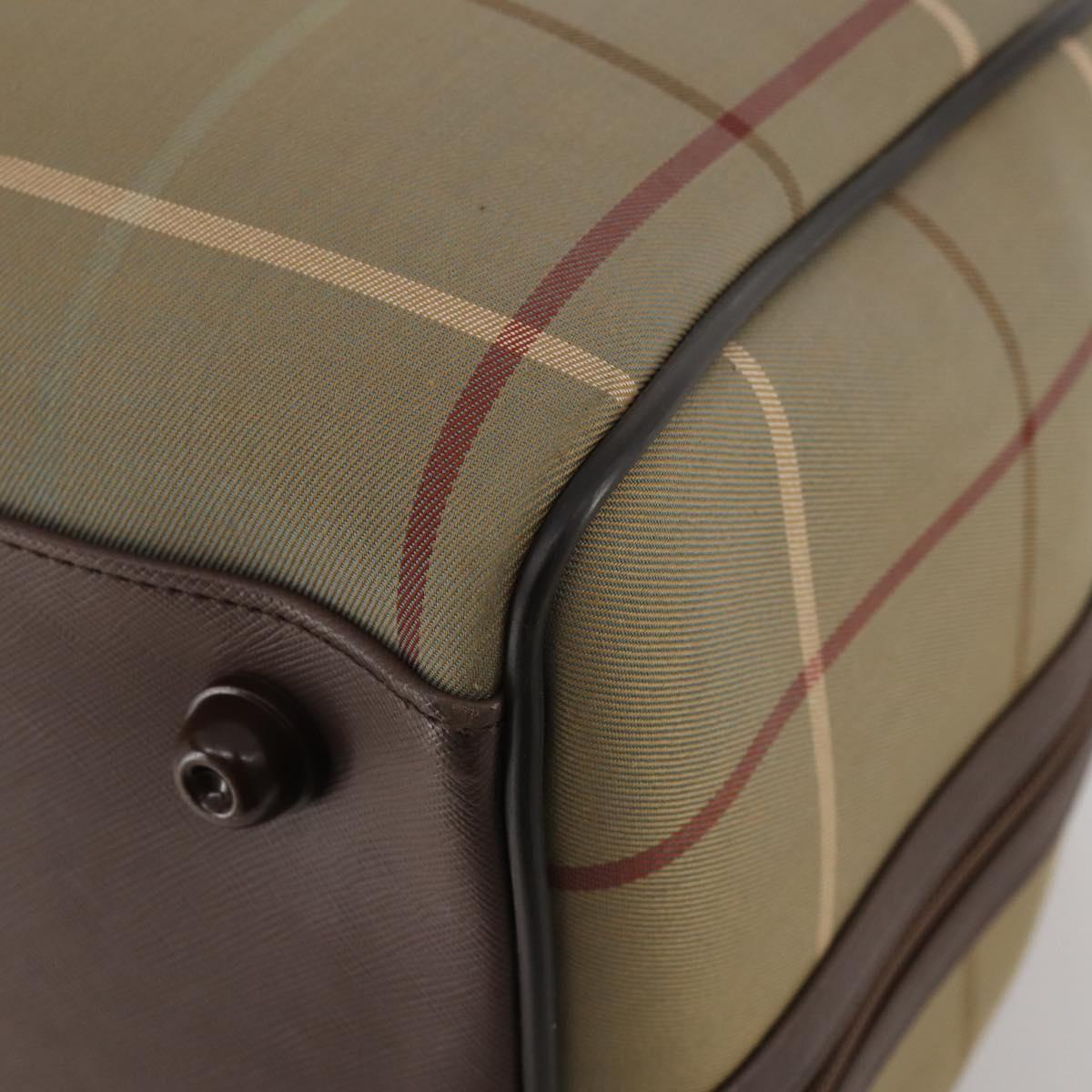 Burberrys Nova Check Boston Bag Canvas With Pouch Beige Gold Auth 187403