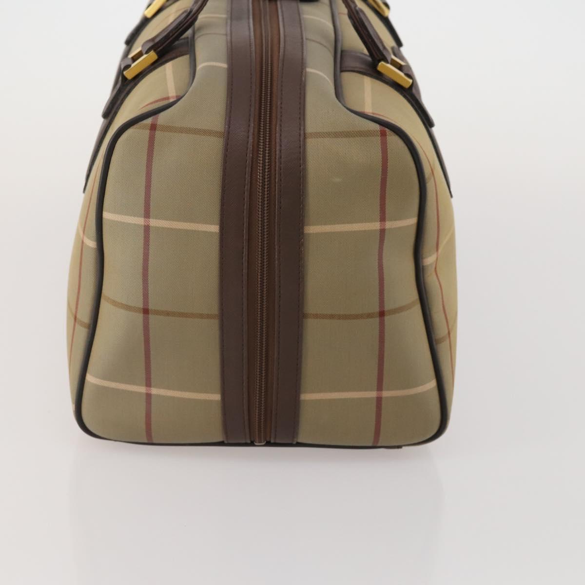 Burberrys Nova Check Boston Bag Canvas With Pouch Beige Gold Auth 187403