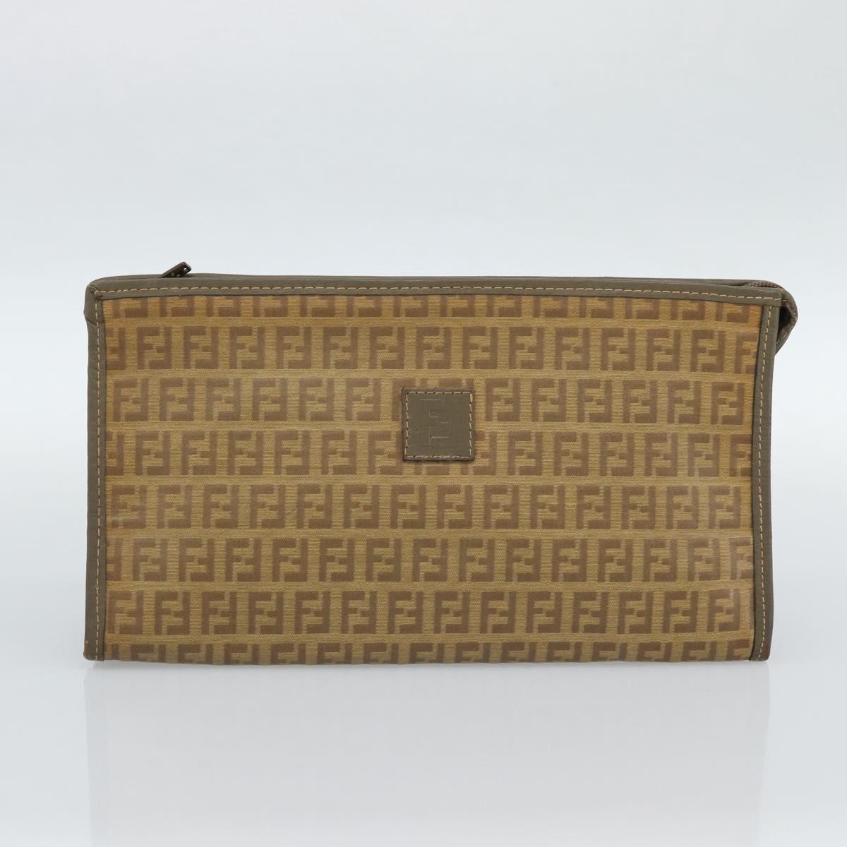 CELINE Fendi Macadam Canvas Zucchino Canvas Bag PVC 2 Set Beige Auth 187404