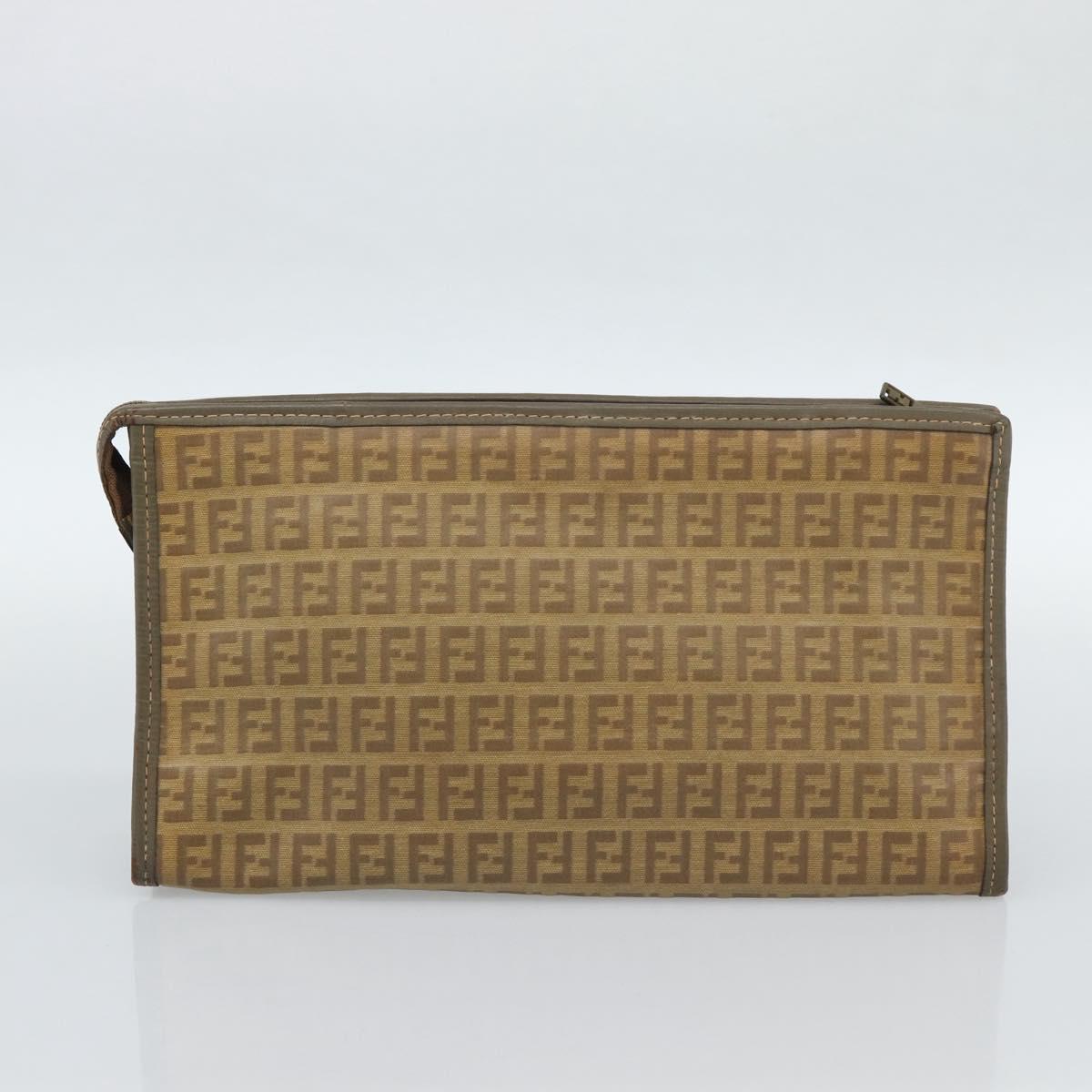 CELINE Fendi Macadam Canvas Zucchino Canvas Bag PVC 2 Set Beige Auth 187404