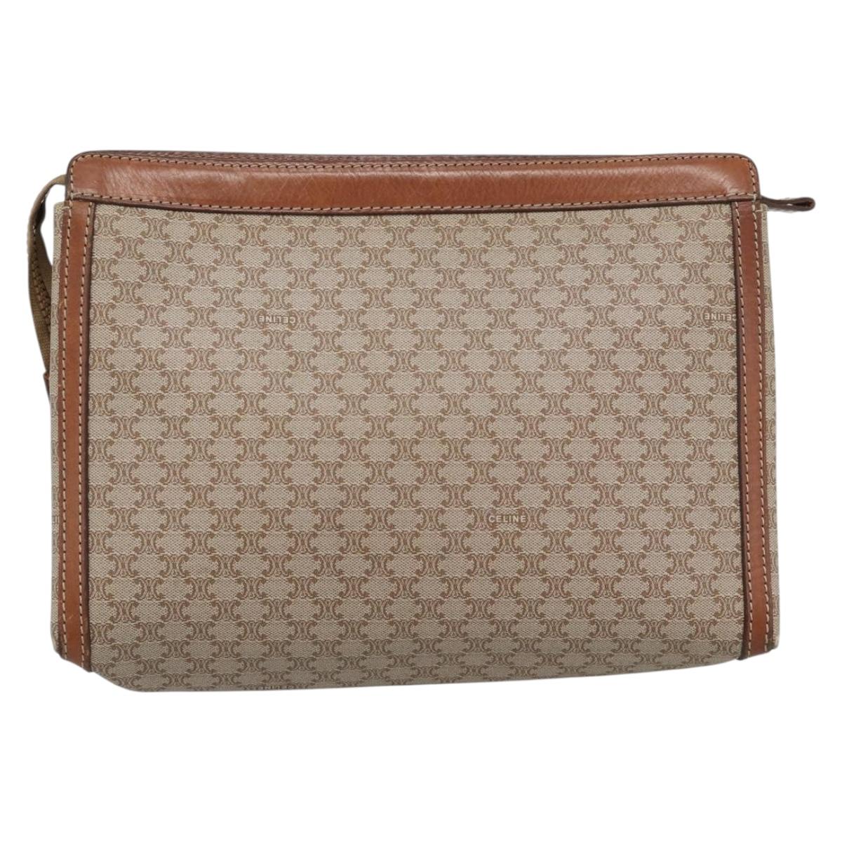 CELINE Fendi Macadam Canvas Zucchino Canvas Bag PVC 2 Set Beige Auth 187404