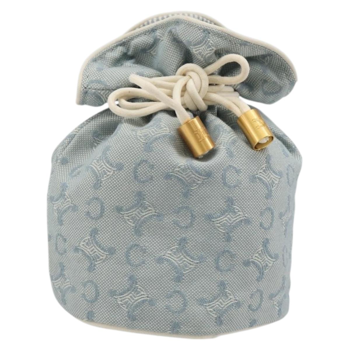 CELINE C Macadam Canvas Pouch Light Blue Auth 187409A