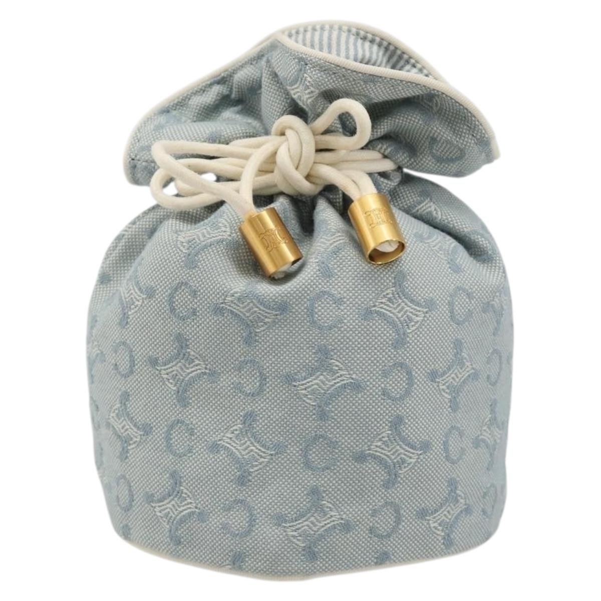CELINE C Macadam Canvas Pouch Light Blue Auth 187409A