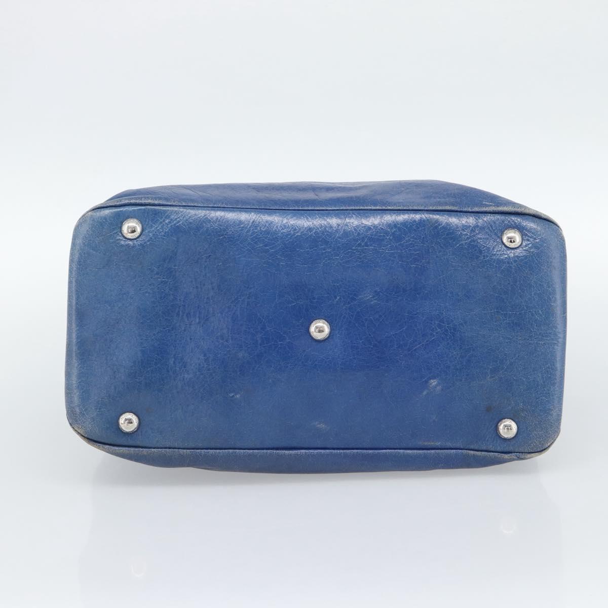 Miu Miu Hand Bag Leather 2way Blue Silver Auth 187410A