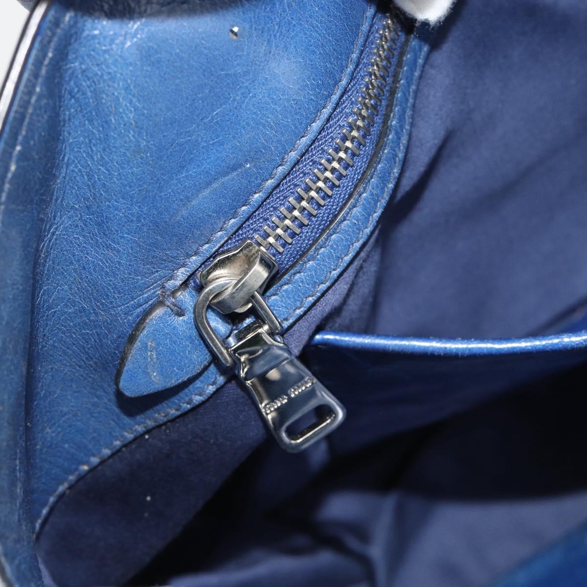 Miu Miu Hand Bag Leather 2way Blue Silver Auth 187410A