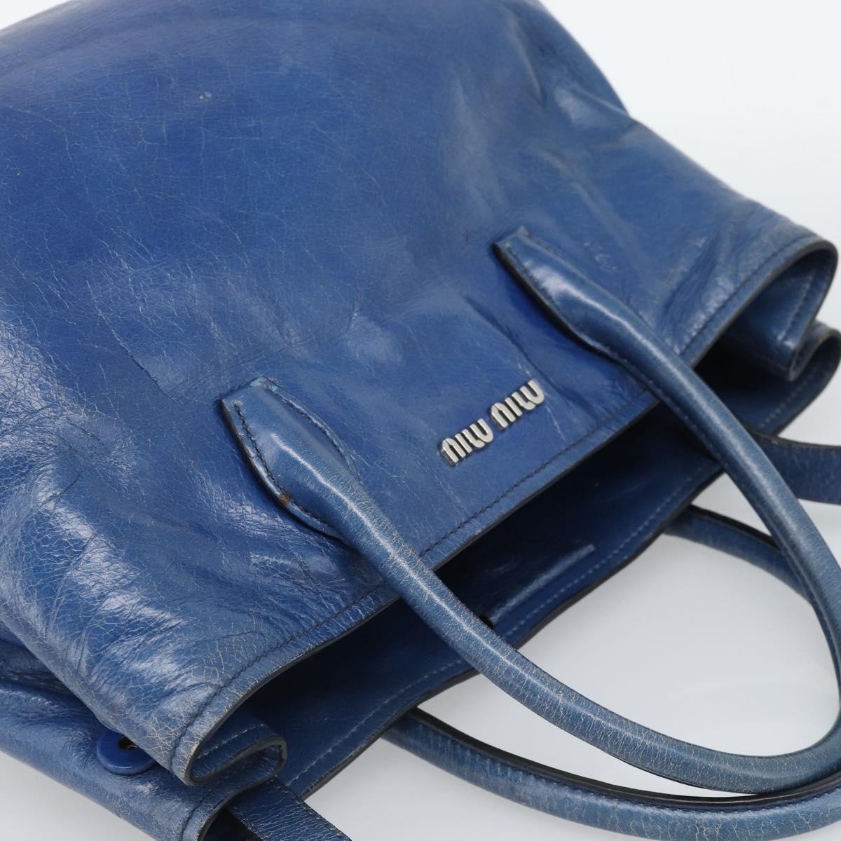 Miu Miu Hand Bag Leather 2way Blue Silver Auth 187410A
