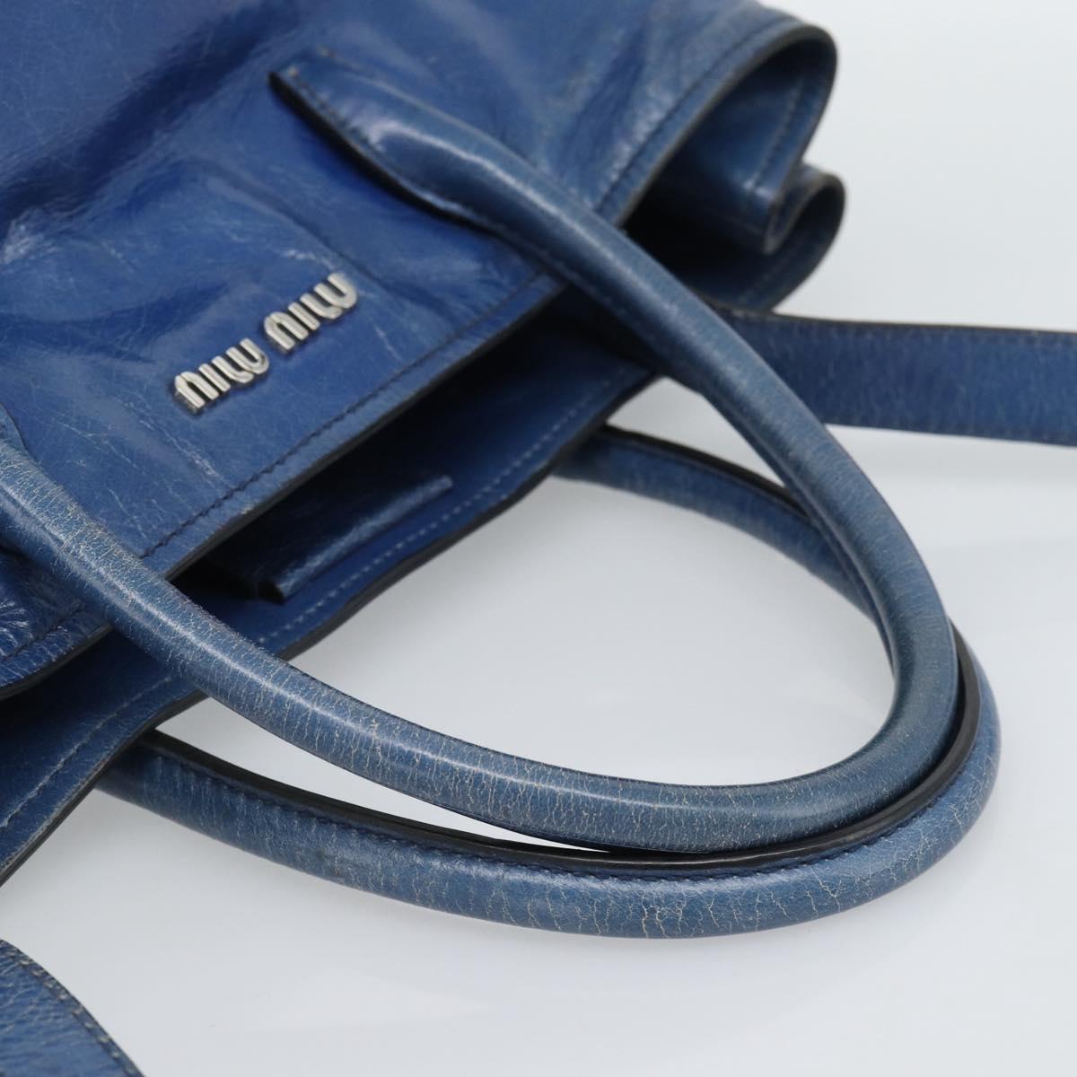 Miu Miu Hand Bag Leather 2way Blue Silver Auth 187410A