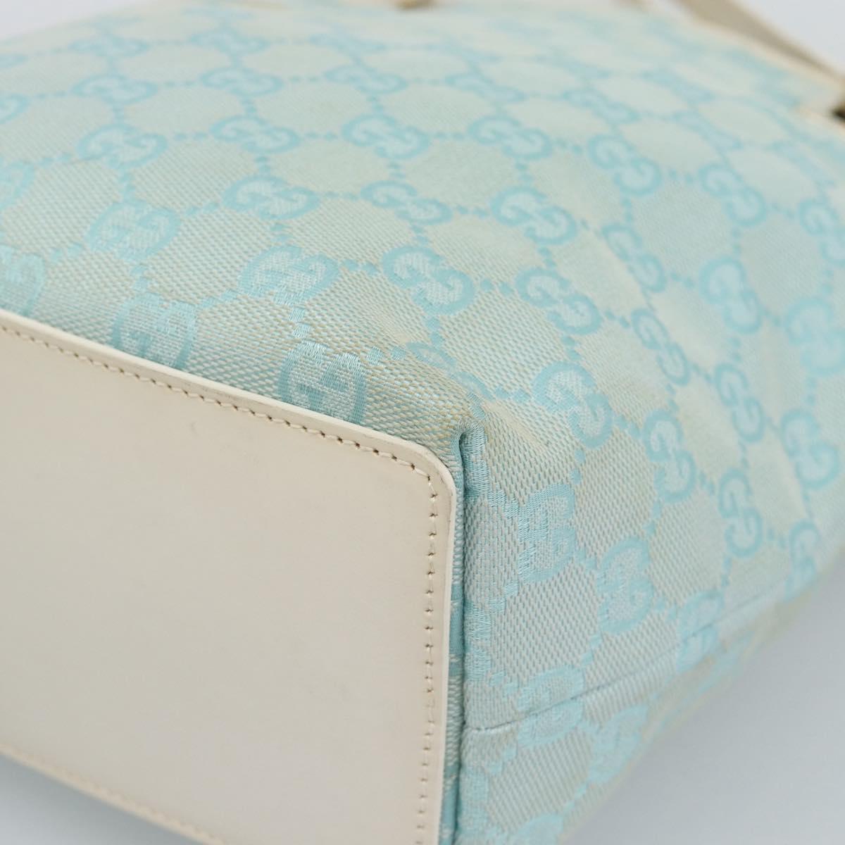 GUCCI GG Canvas Tote Bag Light Blue Gold 002 1099 2404 Auth 187412V