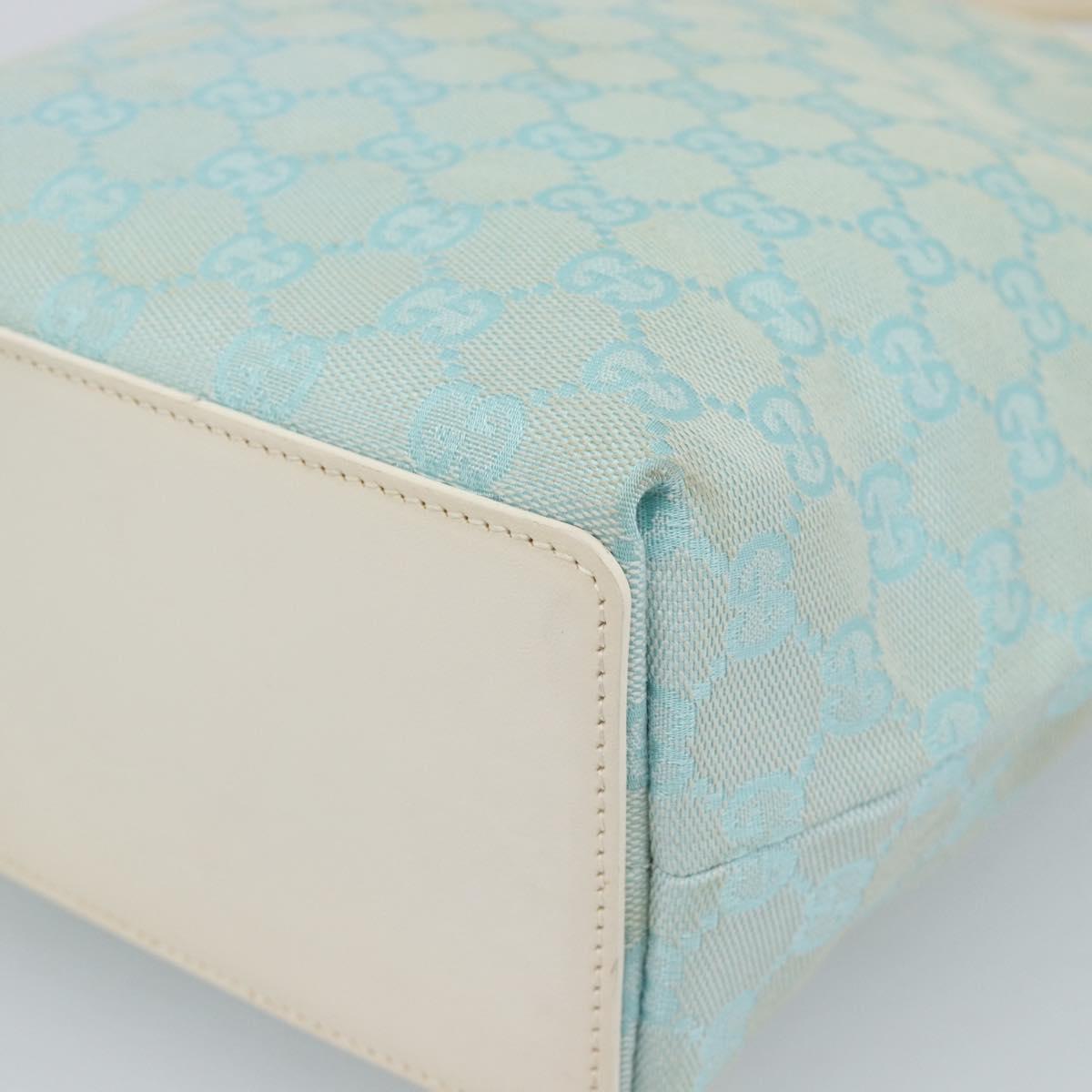 GUCCI GG Canvas Tote Bag Light Blue Gold 002 1099 2404 Auth 187412V