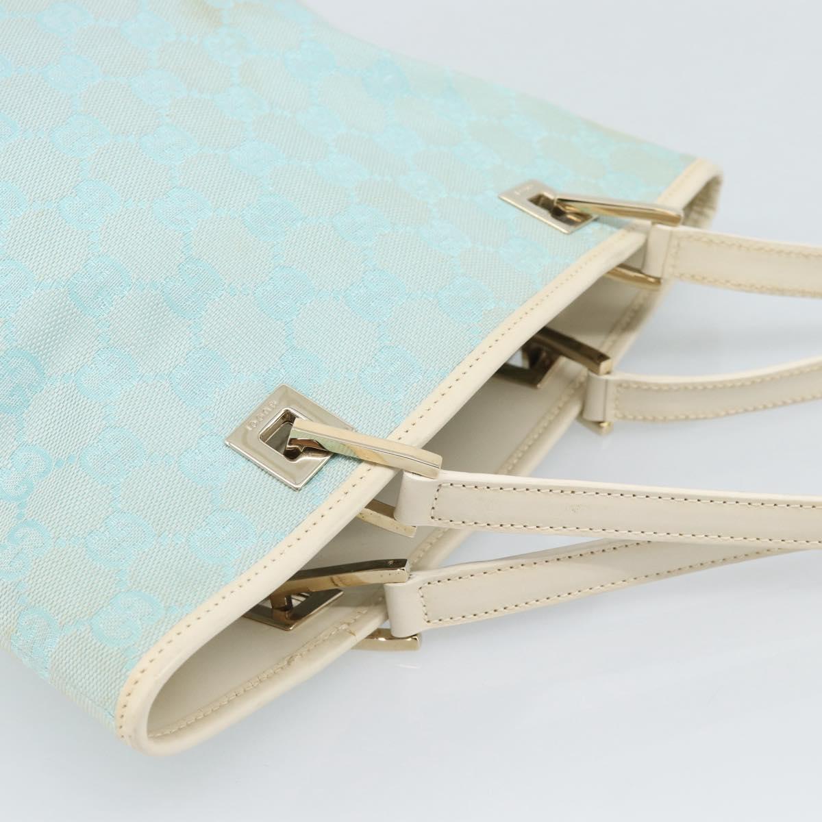 GUCCI GG Canvas Tote Bag Light Blue Gold 002 1099 2404 Auth 187412V