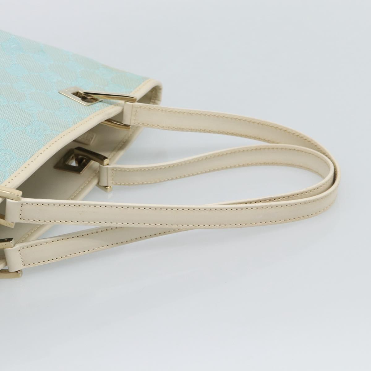 GUCCI GG Canvas Tote Bag Light Blue Gold 002 1099 2404 Auth 187412V