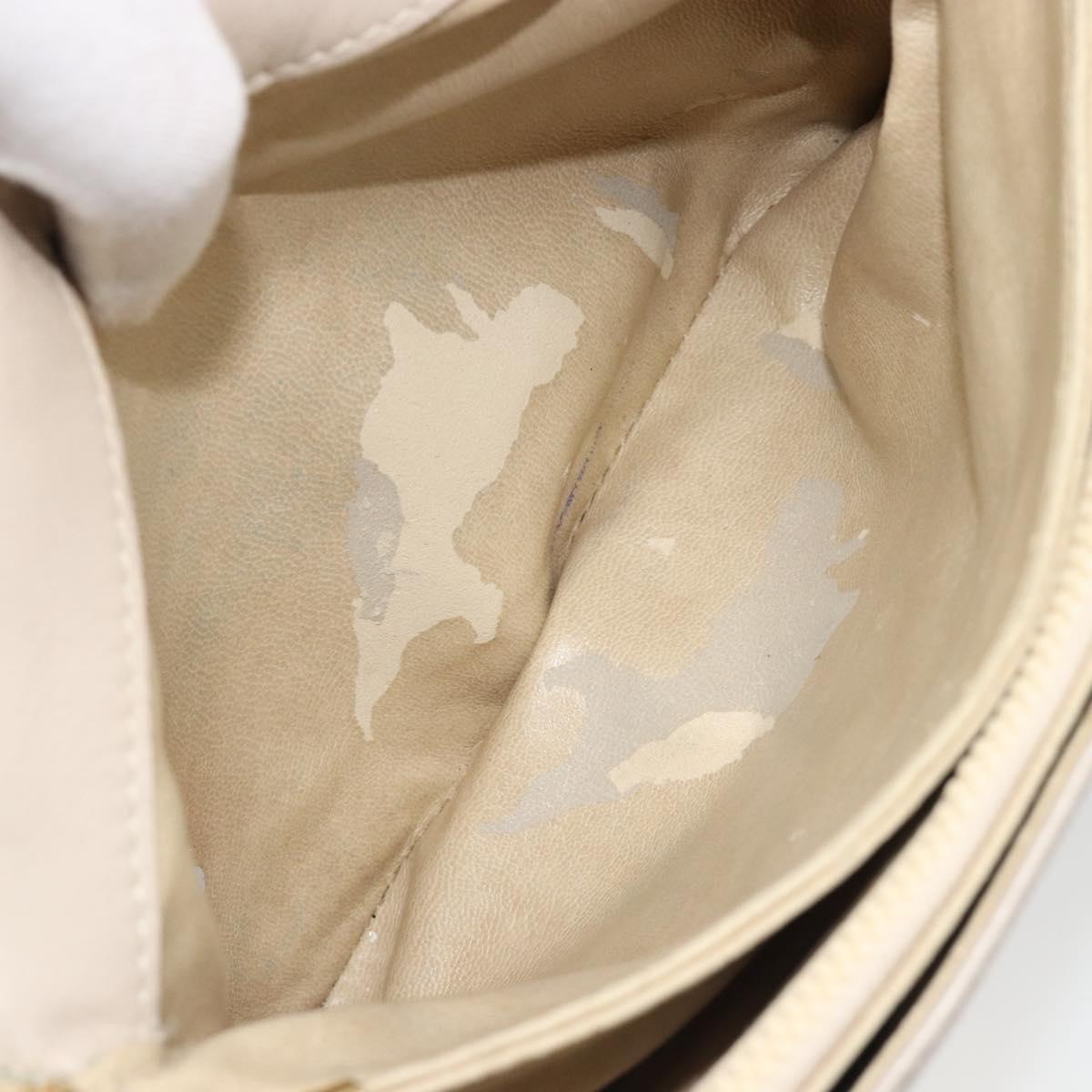 CELINE Shoulder Bag Leather Ivory Gold Auth 187413A