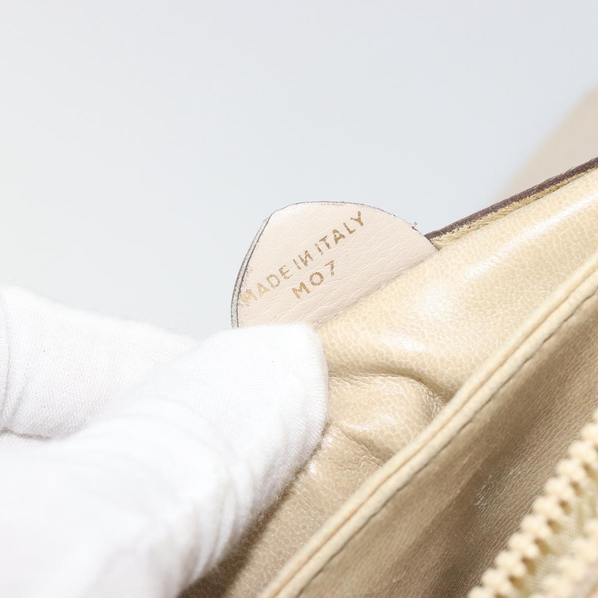 CELINE Shoulder Bag Leather Ivory Gold Auth 187413A