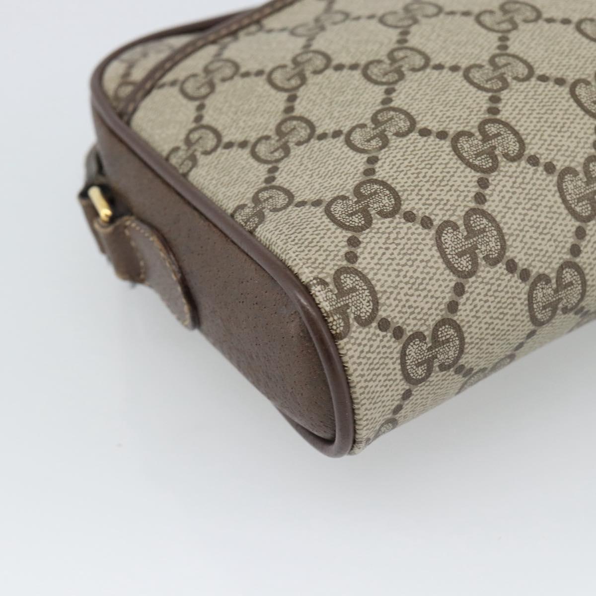 GUCCI GG Supreme Web Sherry Line Bag PVC Beige Gold 116 02 089 Auth 187415