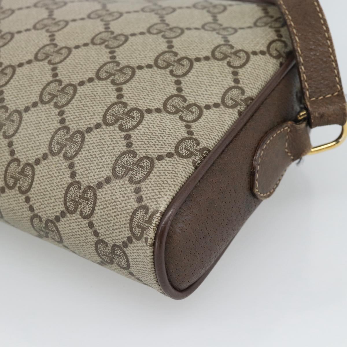 GUCCI GG Supreme Web Sherry Line Bag PVC Beige Gold 116 02 089 Auth 187415