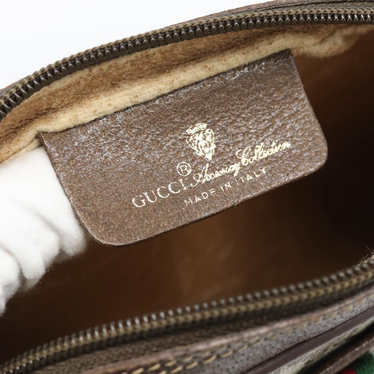 GUCCI GG Supreme Web Sherry Line Bag PVC Beige Gold 116 02 089 Auth 187415