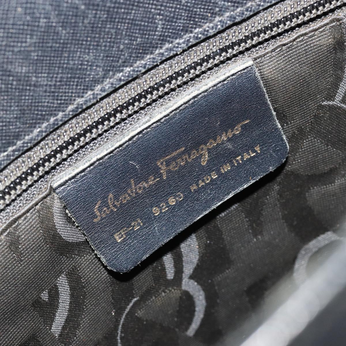 Salvatore Ferragamo Gancini Tote Bag Leather Black Gold Auth 187416