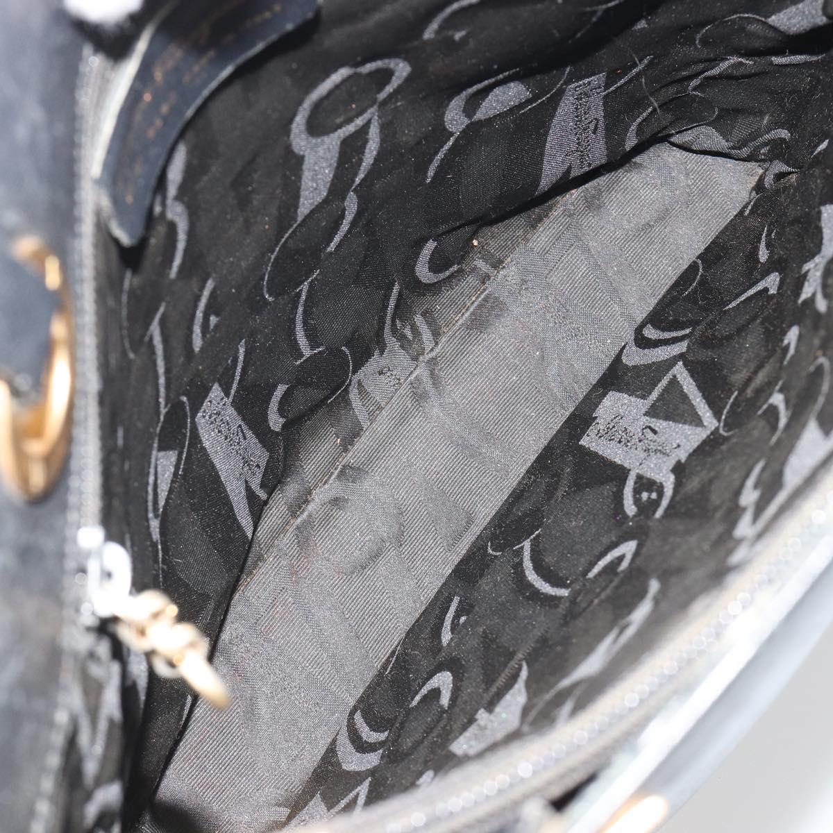 Salvatore Ferragamo Gancini Tote Bag Leather Black Gold Auth 187416