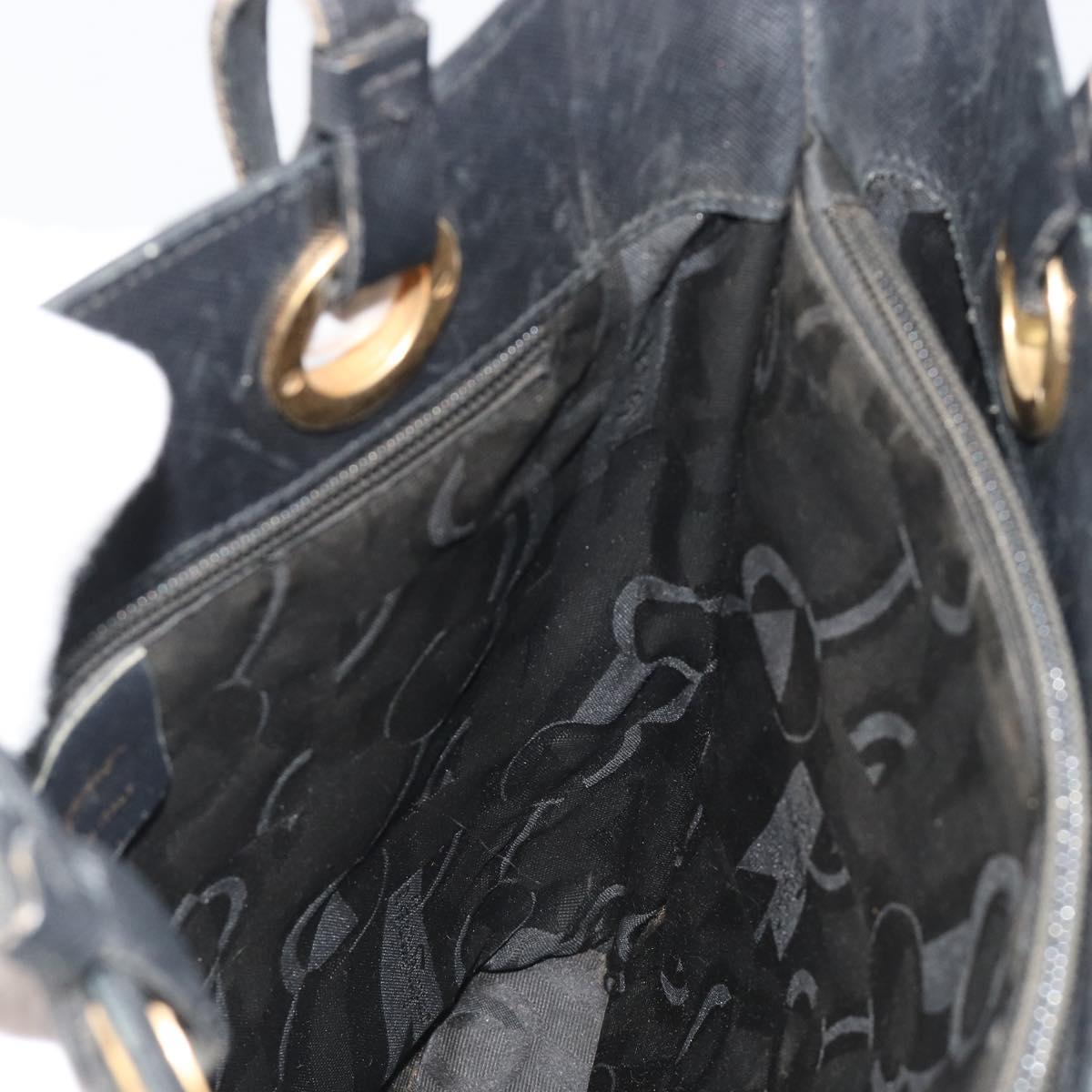 Salvatore Ferragamo Gancini Tote Bag Leather Black Gold Auth 187416