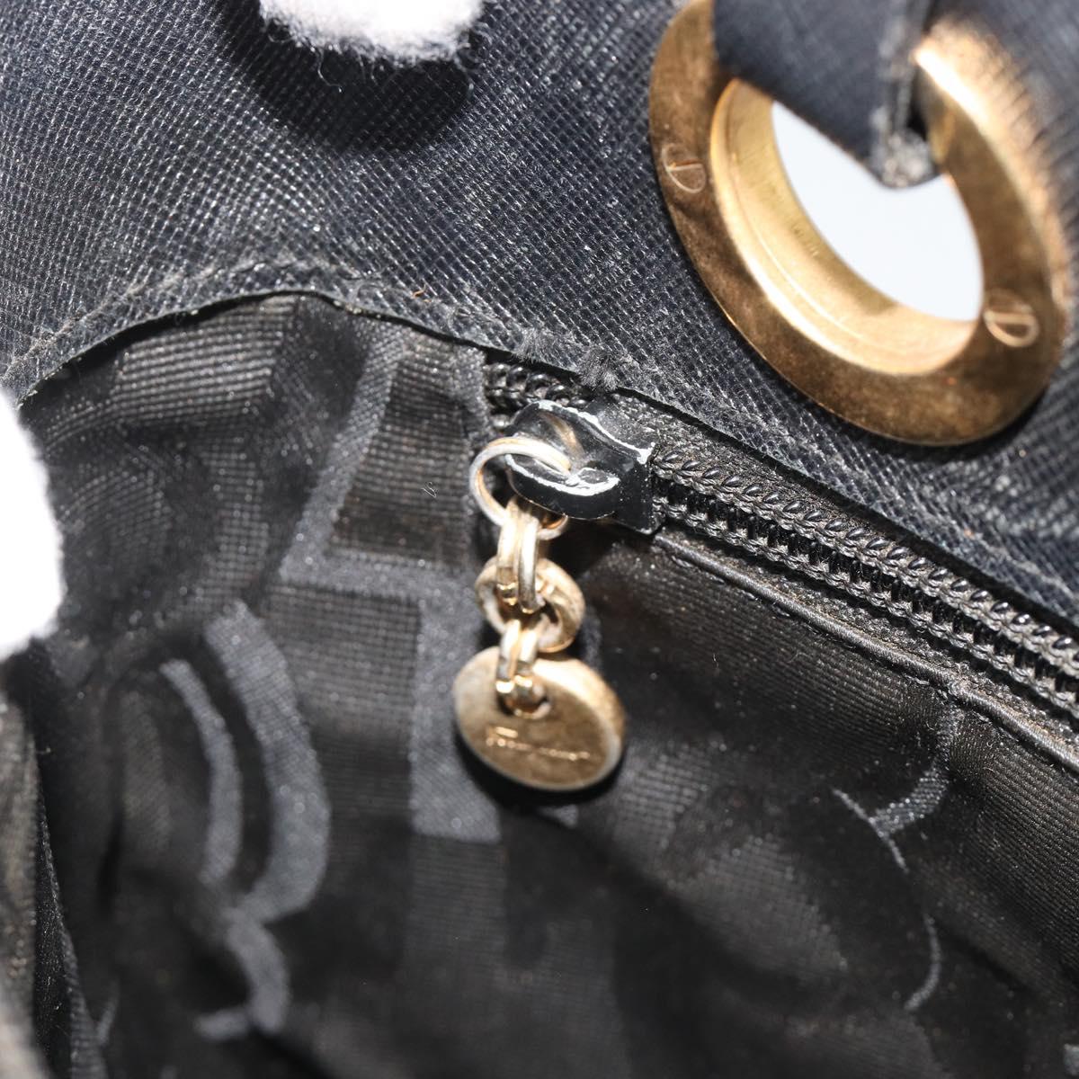 Salvatore Ferragamo Gancini Tote Bag Leather Black Gold Auth 187416