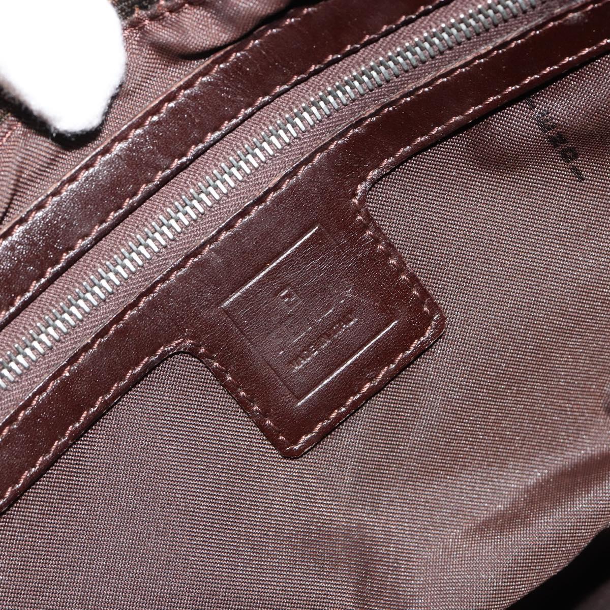 FENDI Zucca Canvas Mamma Baguette Shoulder Bag Black Silver Brown Auth 187420V