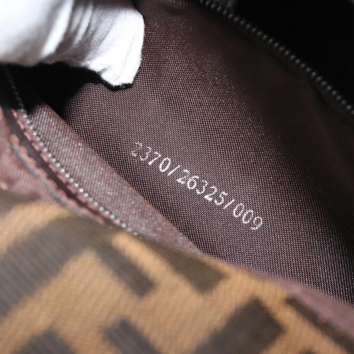 FENDI Zucca Canvas Mamma Baguette Shoulder Bag Black Silver Brown Auth 187420V