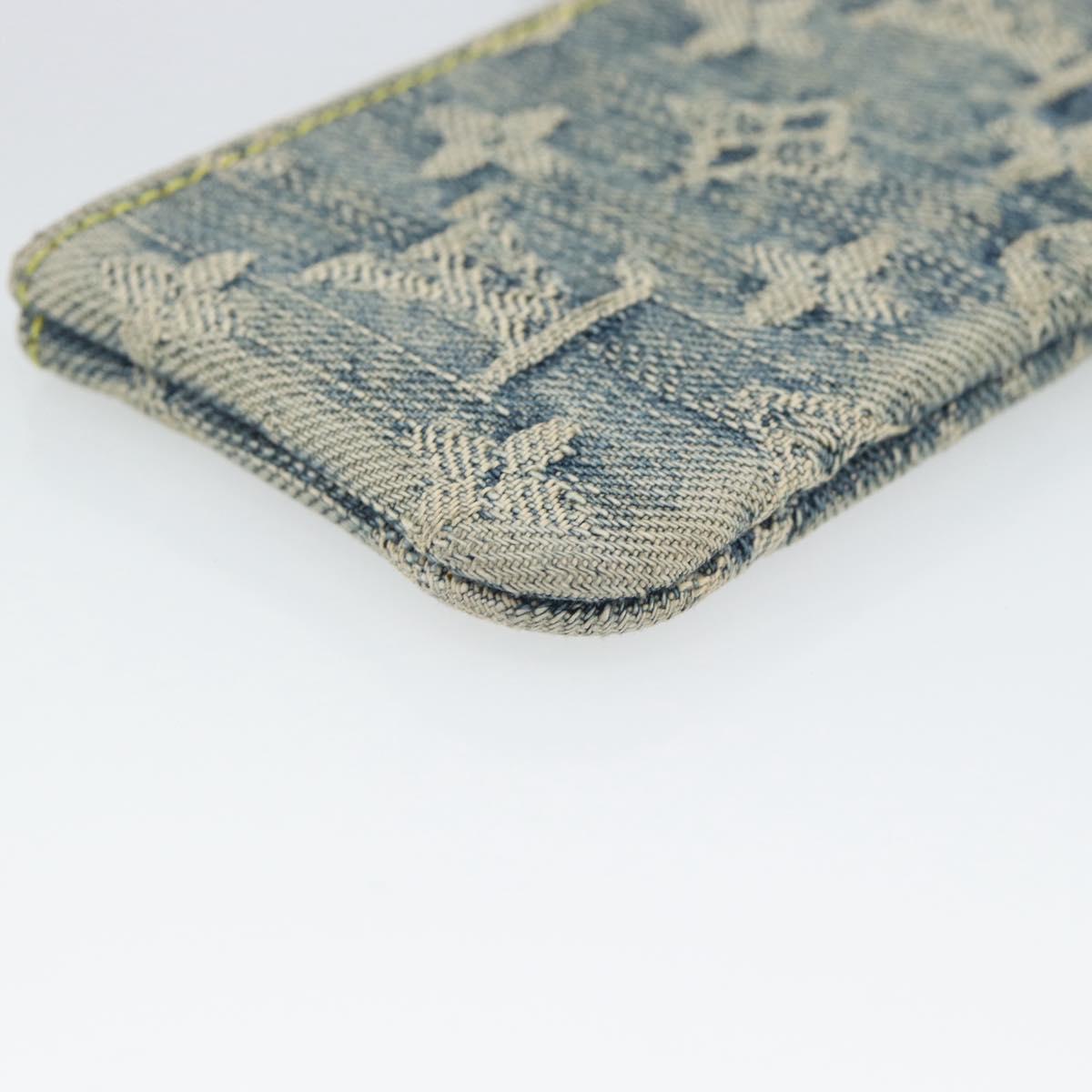 LOUIS VUITTON Monogram Denim Pochette Cles Coin Purse Blue M95343 Auth 187424A
