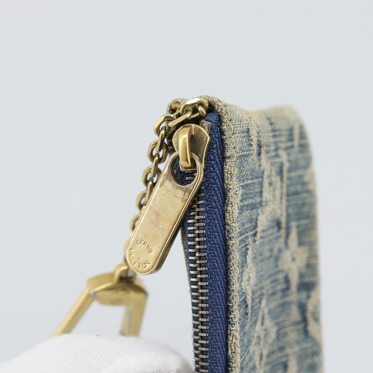 LOUIS VUITTON Monogram Denim Pochette Cles Coin Purse Blue M95343 Auth 187424A