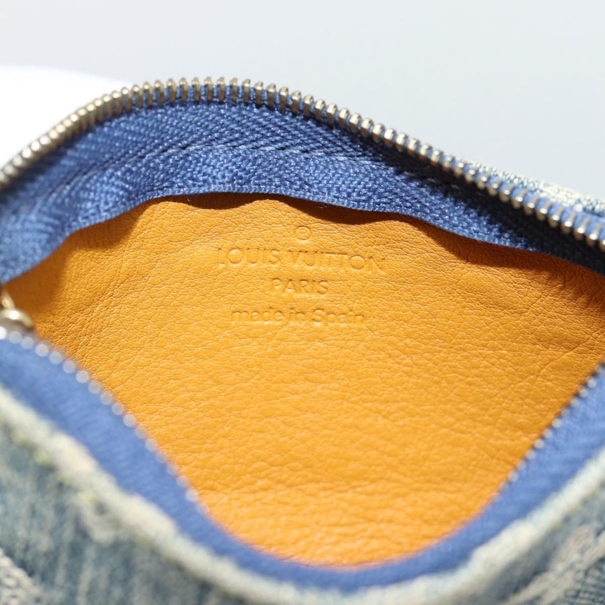 LOUIS VUITTON Monogram Denim Pochette Cles Coin Purse Blue M95343 Auth 187424A