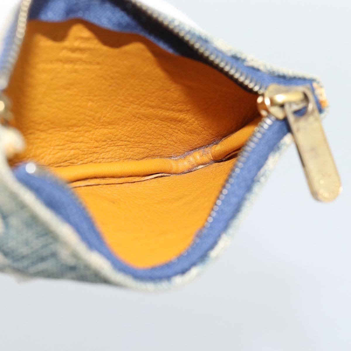 LOUIS VUITTON Monogram Denim Pochette Cles Coin Purse Blue M95343 Auth 187424A