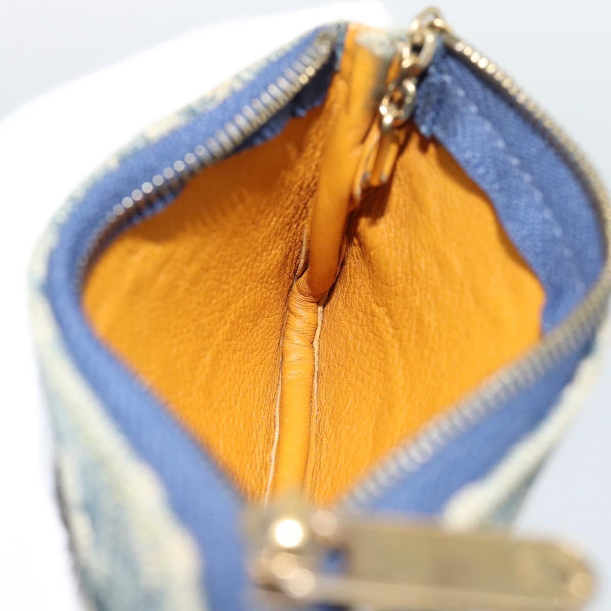 LOUIS VUITTON Monogram Denim Pochette Cles Coin Purse Blue M95343 Auth 187424A