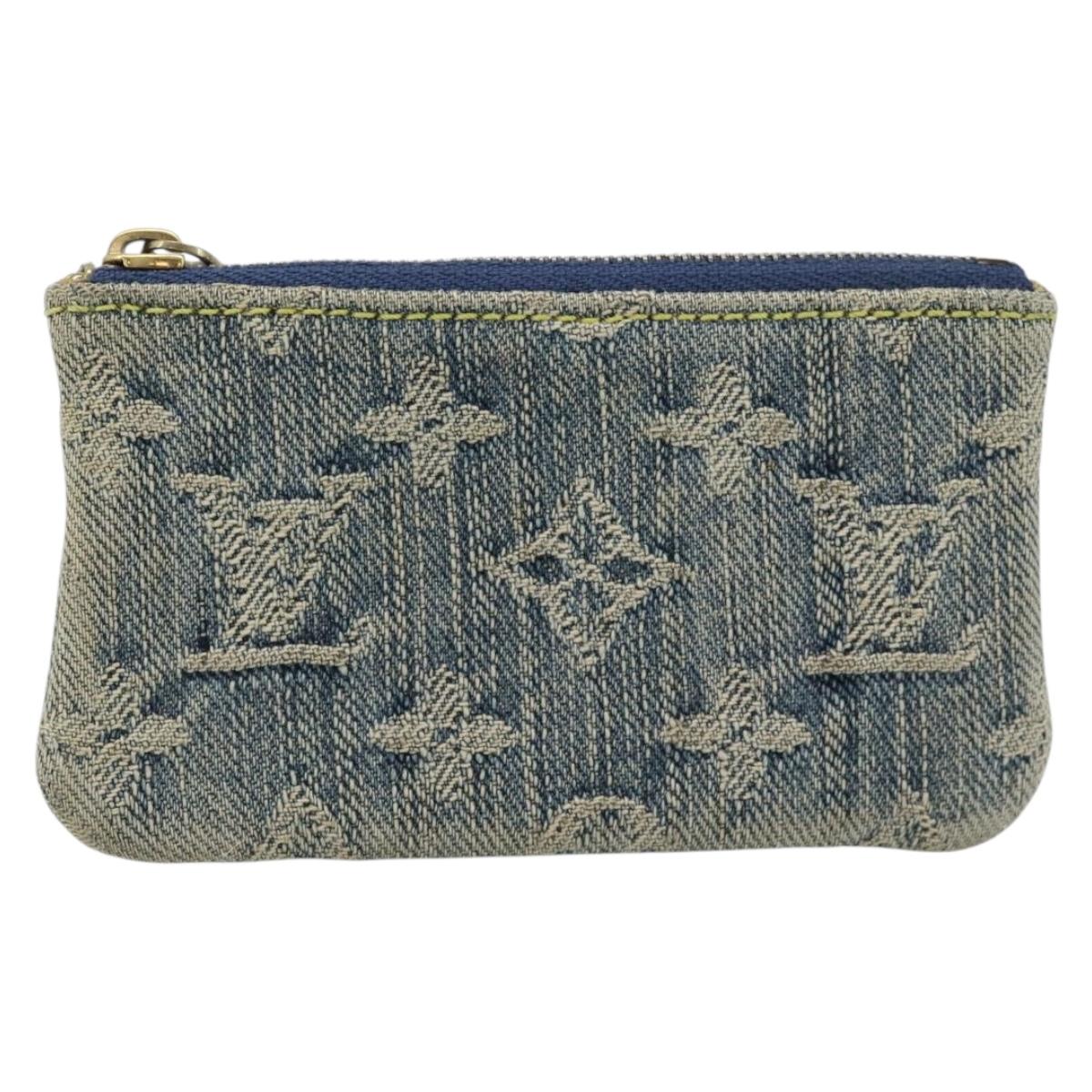 LOUIS VUITTON Monogram Denim Pochette Cles Coin Purse Blue M95343 Auth 187424A