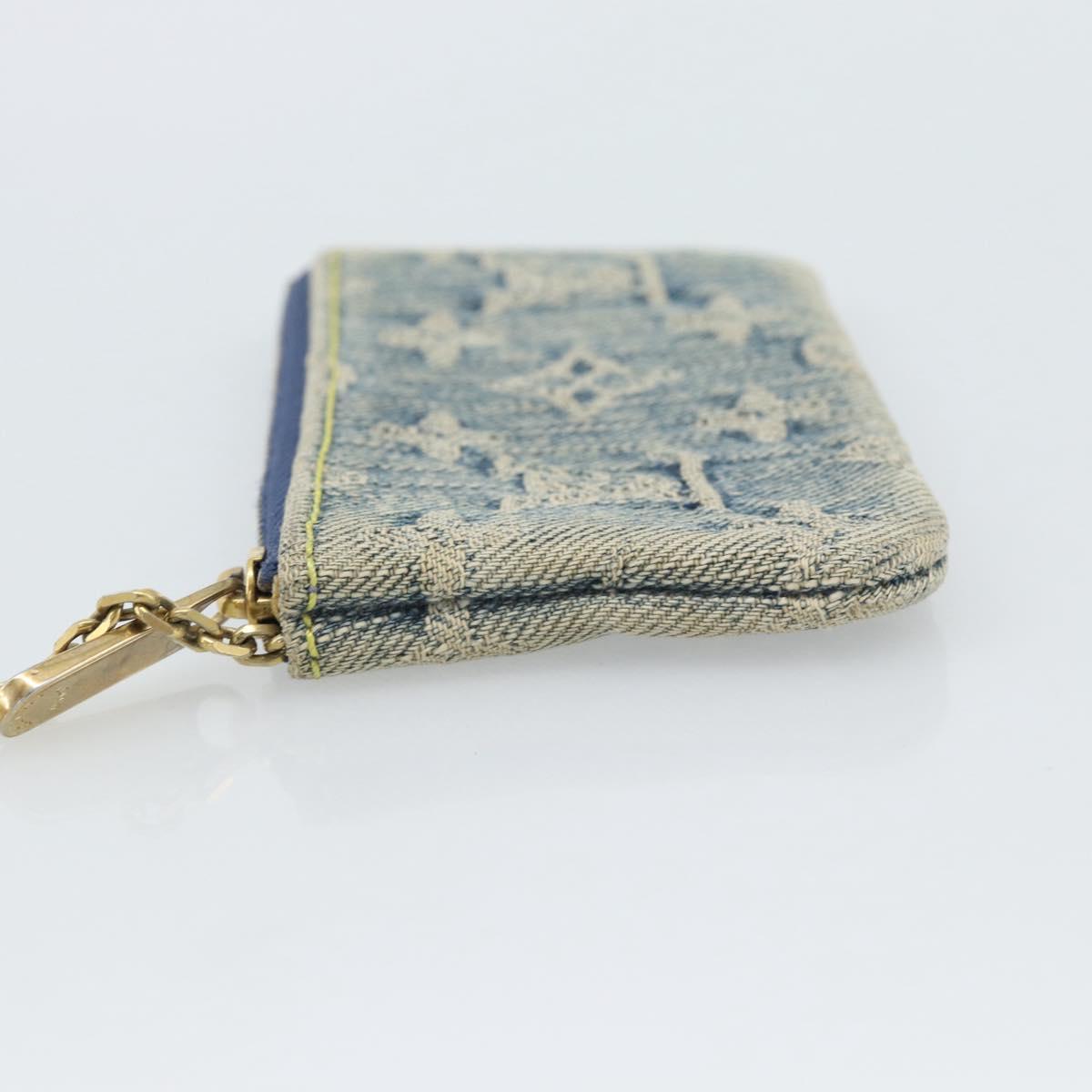 LOUIS VUITTON Monogram Denim Pochette Cles Coin Purse Blue M95343 Auth 187424A