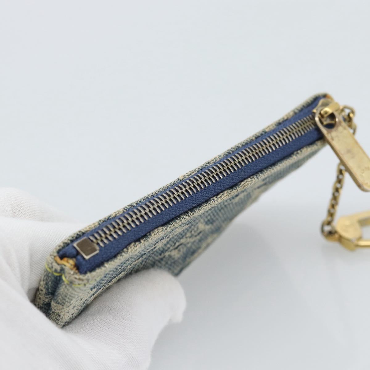 LOUIS VUITTON Monogram Denim Pochette Cles Coin Purse Blue M95343 Auth 187424A