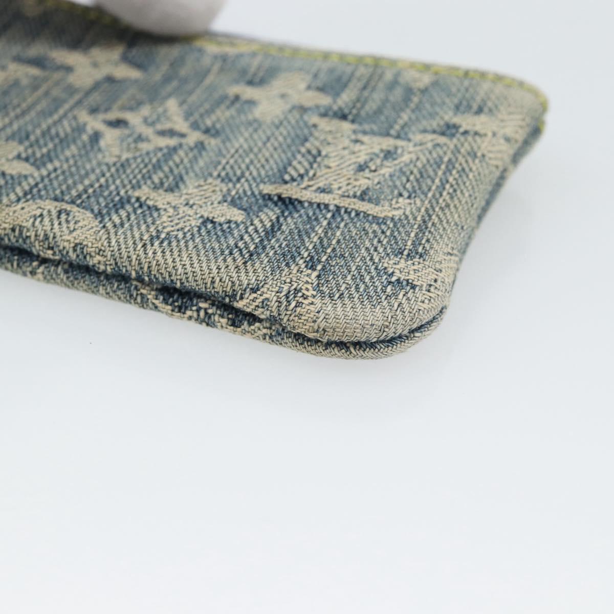 LOUIS VUITTON Monogram Denim Pochette Cles Coin Purse Blue M95343 Auth 187424A