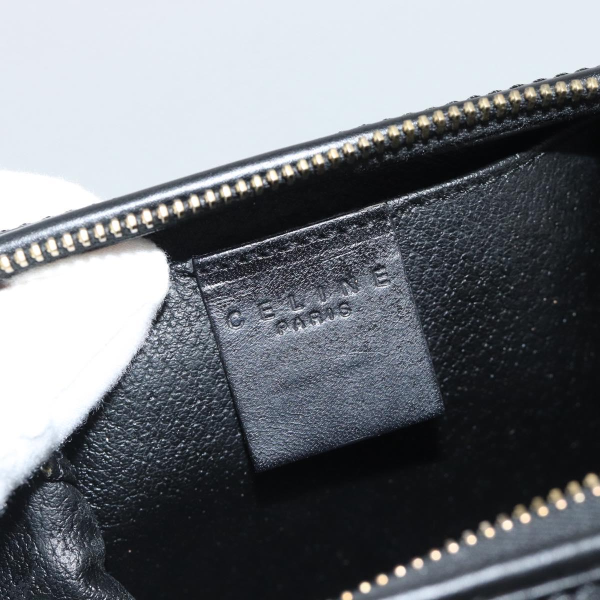 CELINE Macadam Canvas Pouch PVC Leather Black Gold Auth 187427V