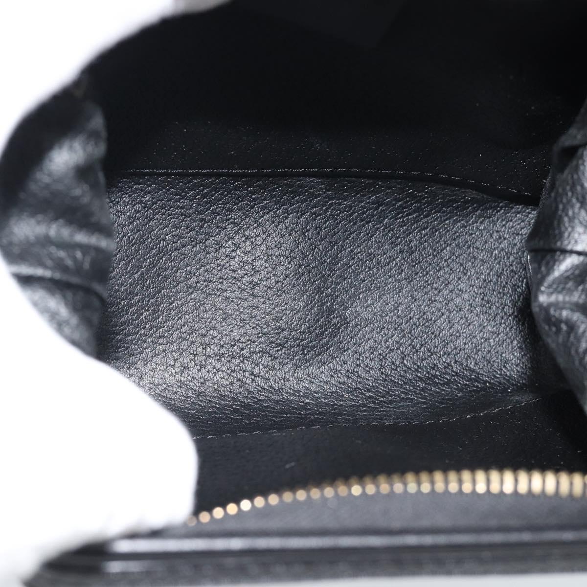 CELINE Macadam Canvas Pouch PVC Leather Black Gold Auth 187427V