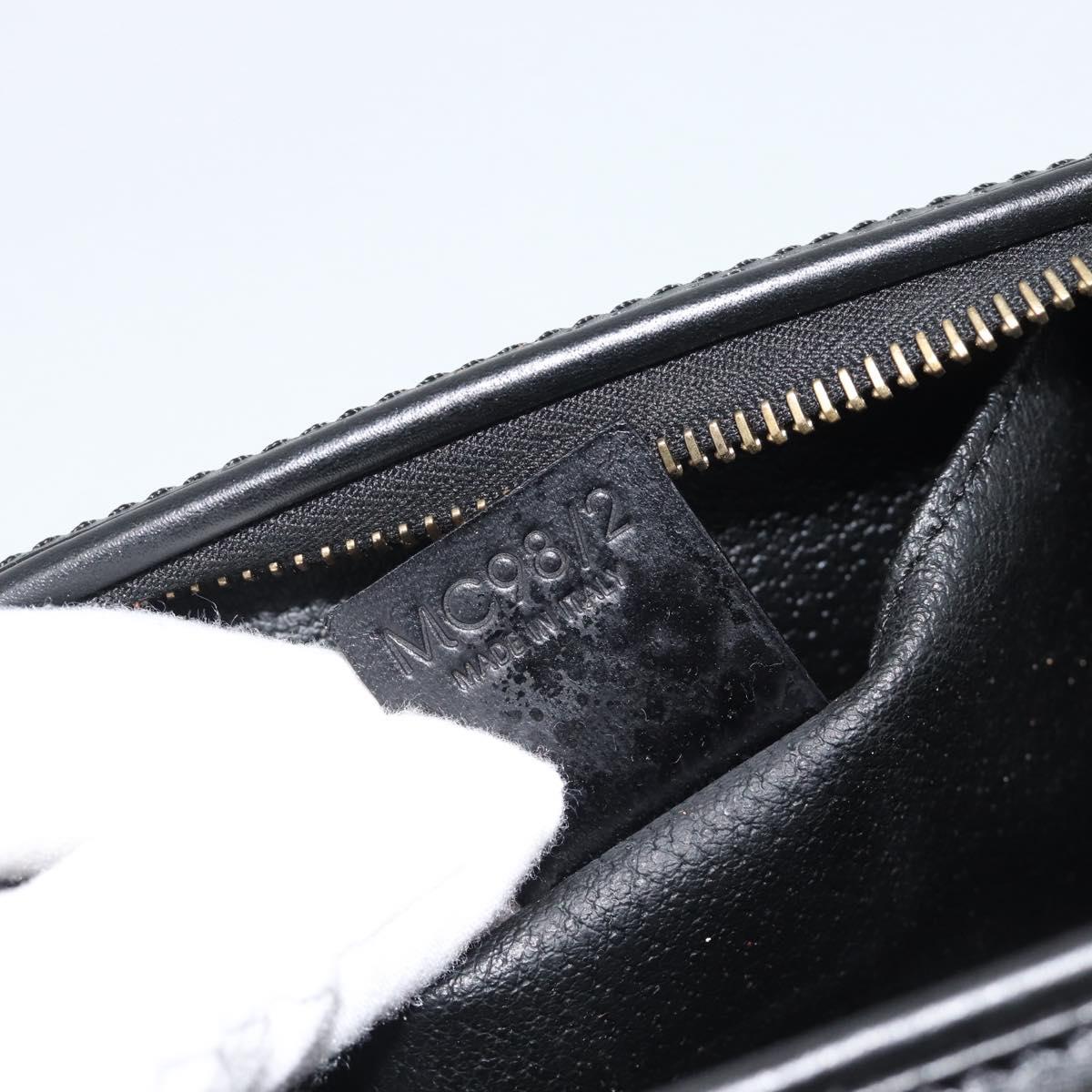 CELINE Macadam Canvas Pouch PVC Leather Black Gold Auth 187427V