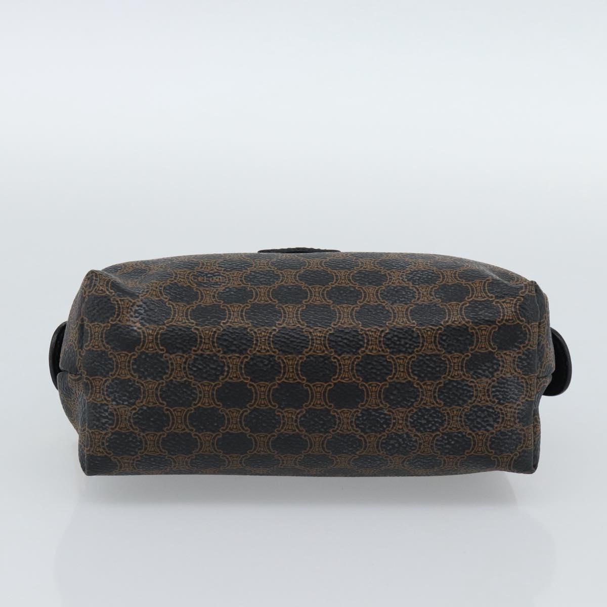 CELINE Macadam Canvas Pouch PVC Leather Black Gold Auth 187427V