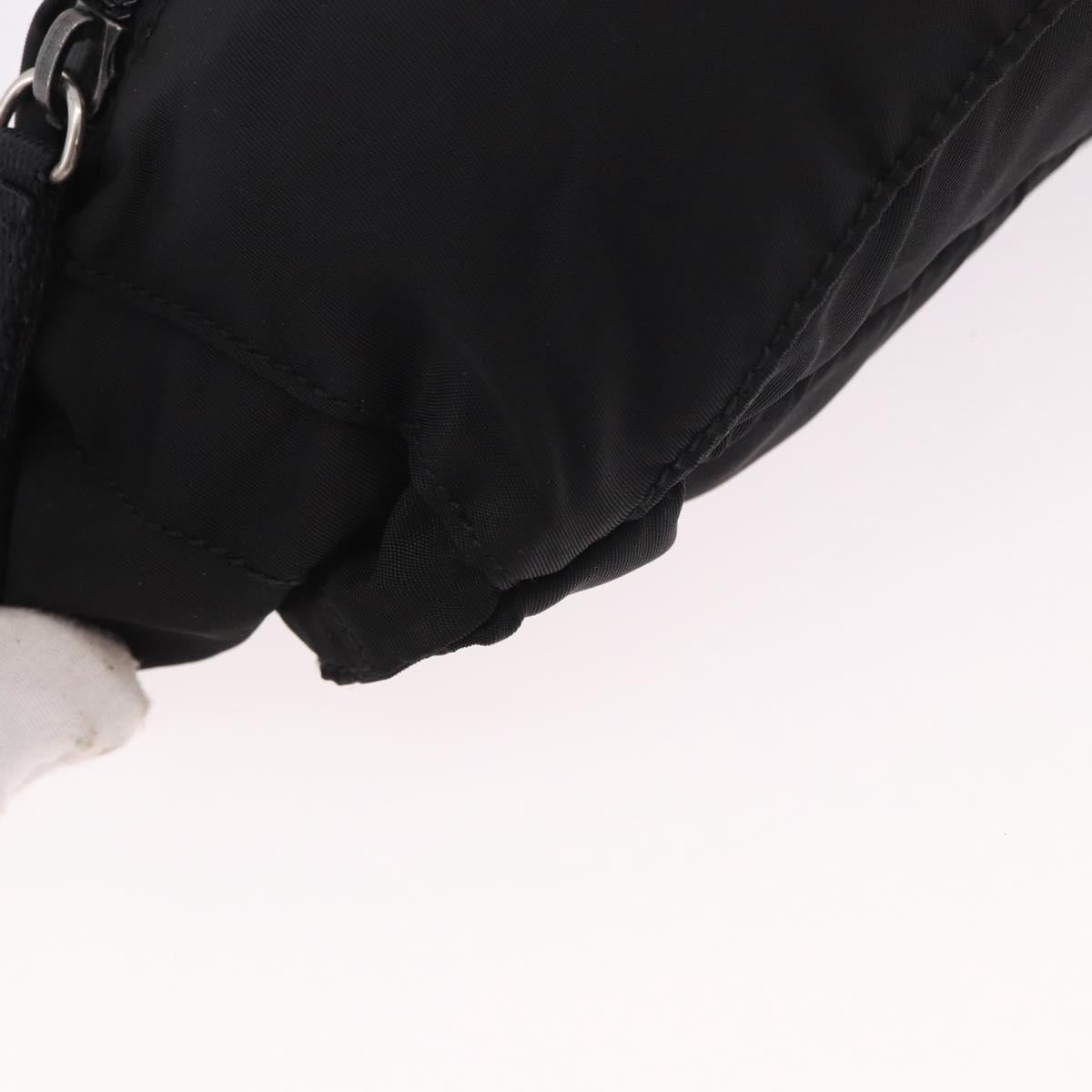 PRADA Waist bag Nylon Black Silver Auth 187430A