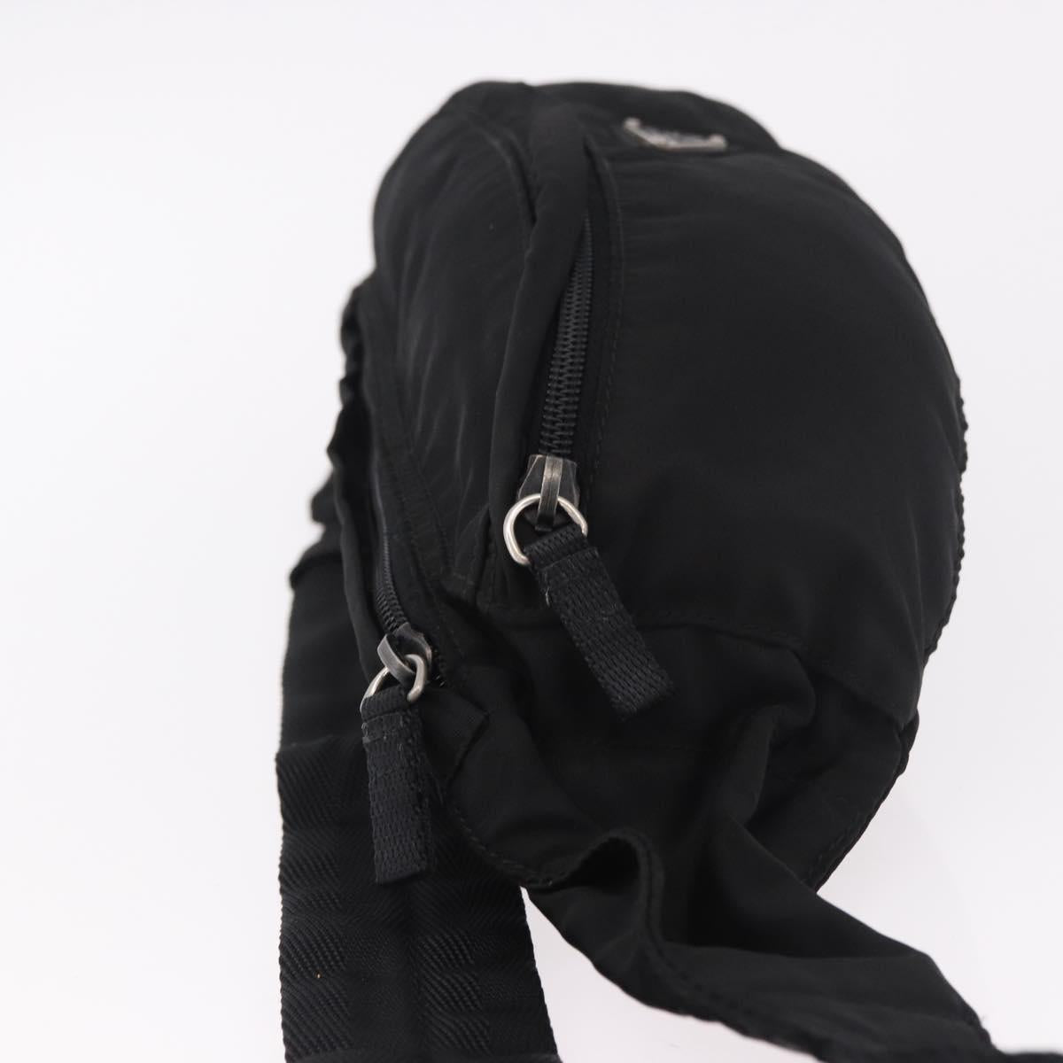 PRADA Waist bag Nylon Black Silver Auth 187430A