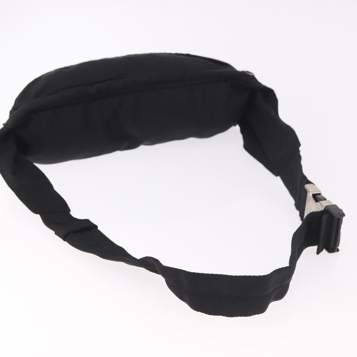 PRADA Waist bag Nylon Black Silver Auth 187430A