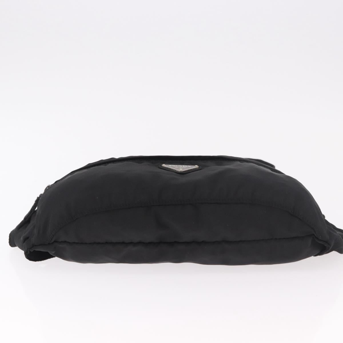 PRADA Waist bag Nylon Black Silver Auth 187430A