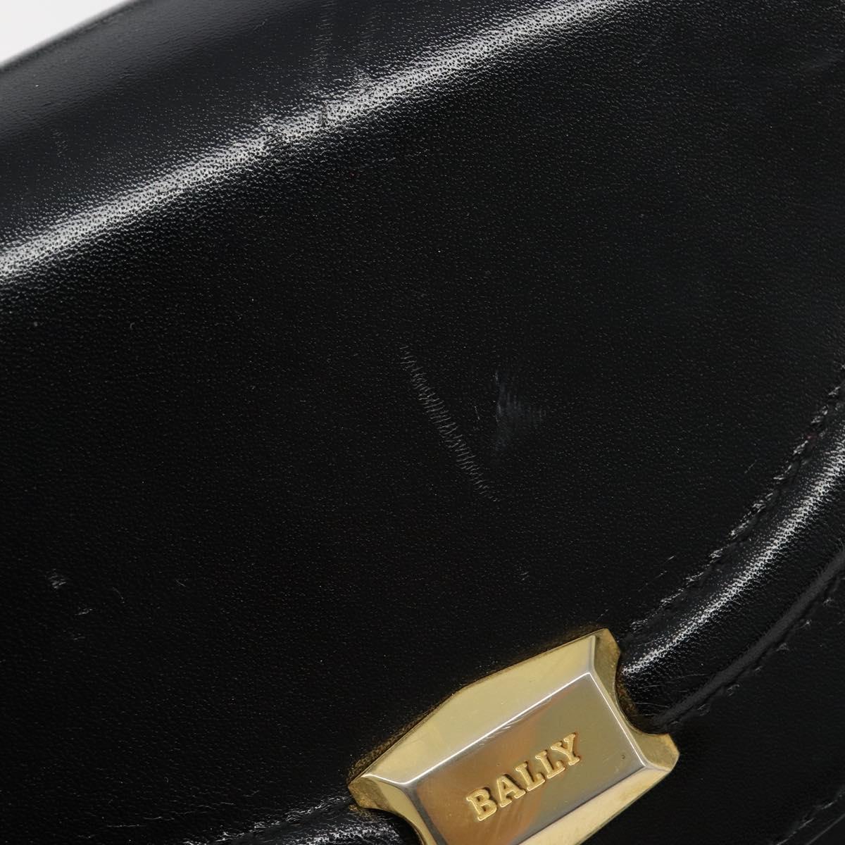 BALLY Hand Bag Leather 2way Black Gold Auth 187434A