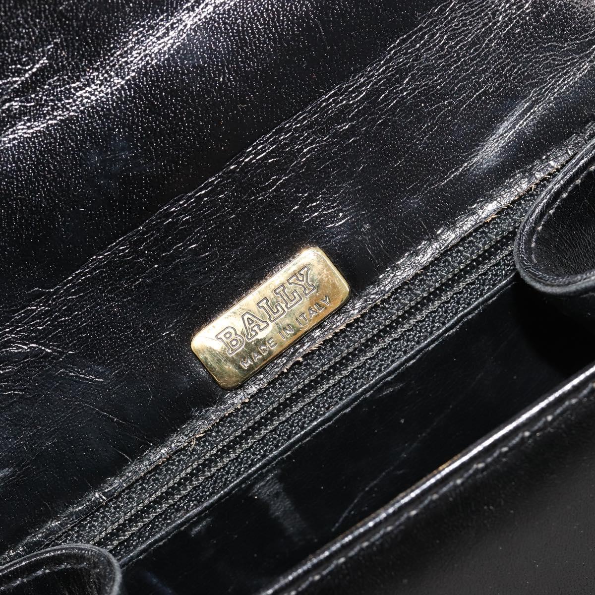 BALLY Hand Bag Leather 2way Black Gold Auth 187434A