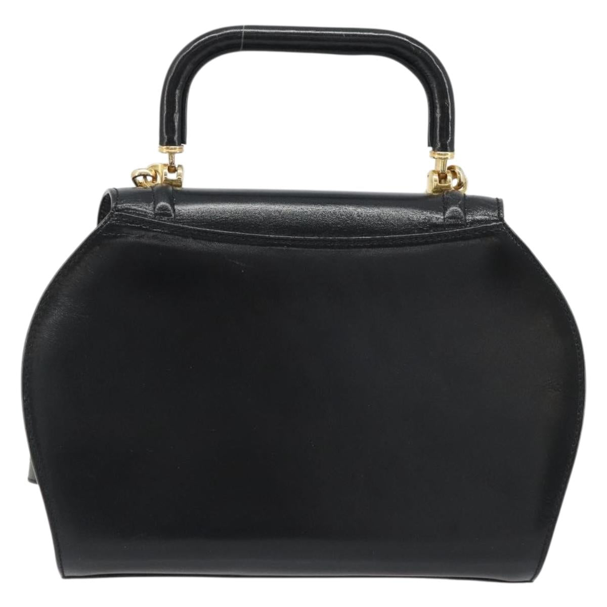 BALLY Hand Bag Leather 2way Black Gold Auth 187434A