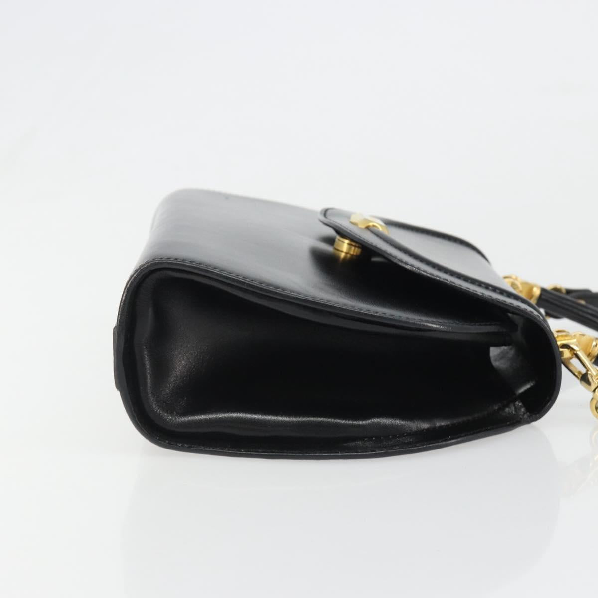 BALLY Hand Bag Leather 2way Black Gold Auth 187434A