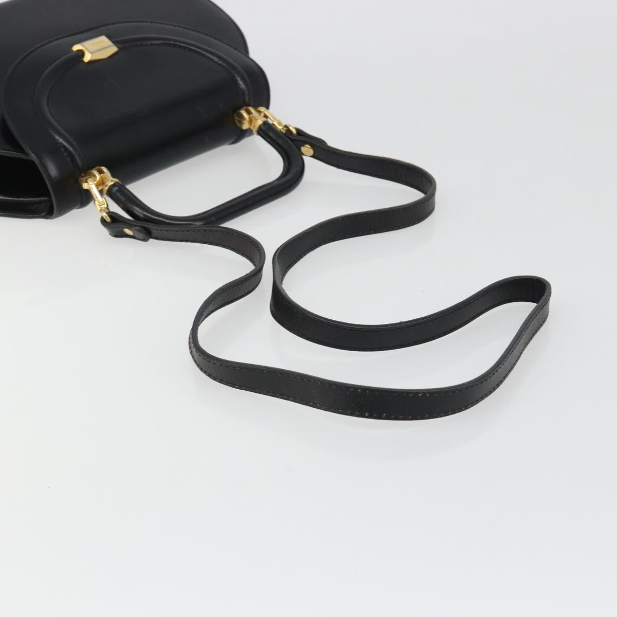 BALLY Hand Bag Leather 2way Black Gold Auth 187434A