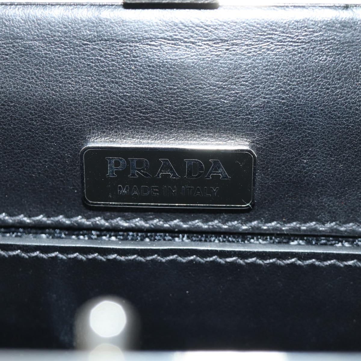 PRADA Chain Shoulder Bag Fur Black Silver Auth 187435SAM